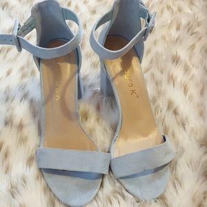 Light Blue Velvet Heels
